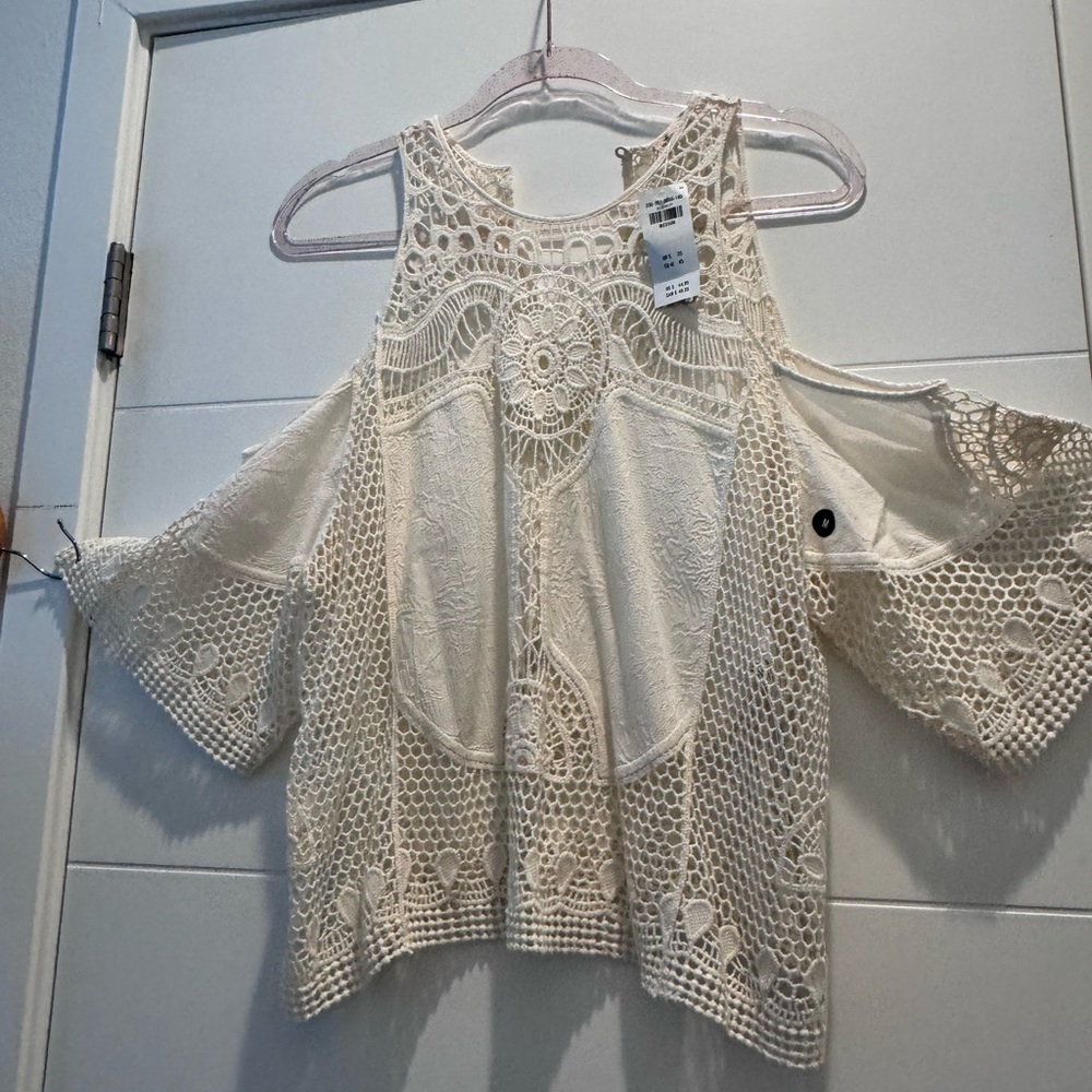 Hollister Co. Off the Shoulder Knit Crocheted Top